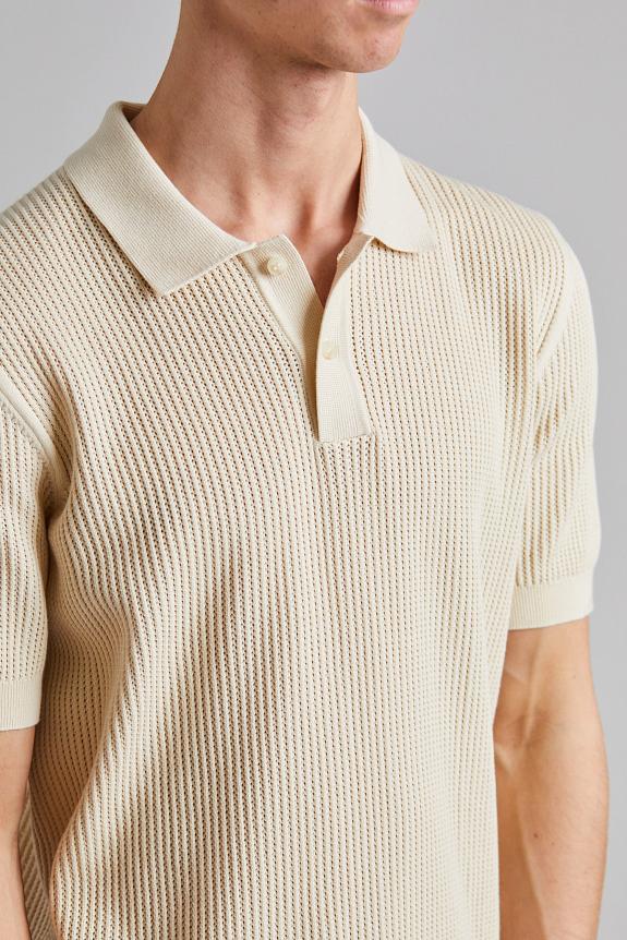 SUNSPEL Mesh Stitch Polo Ecru-3